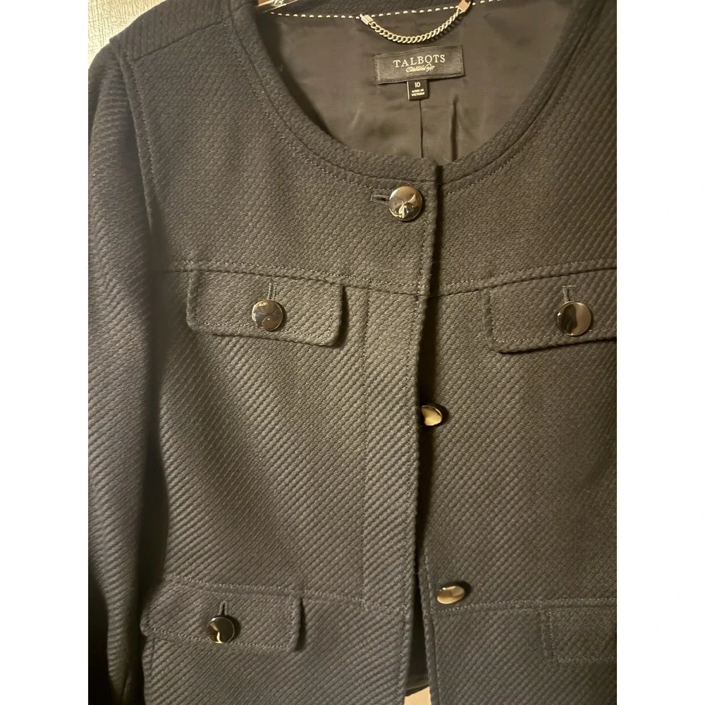 Talbots‎ Black Textured Collarless Blazer Women's Size 10